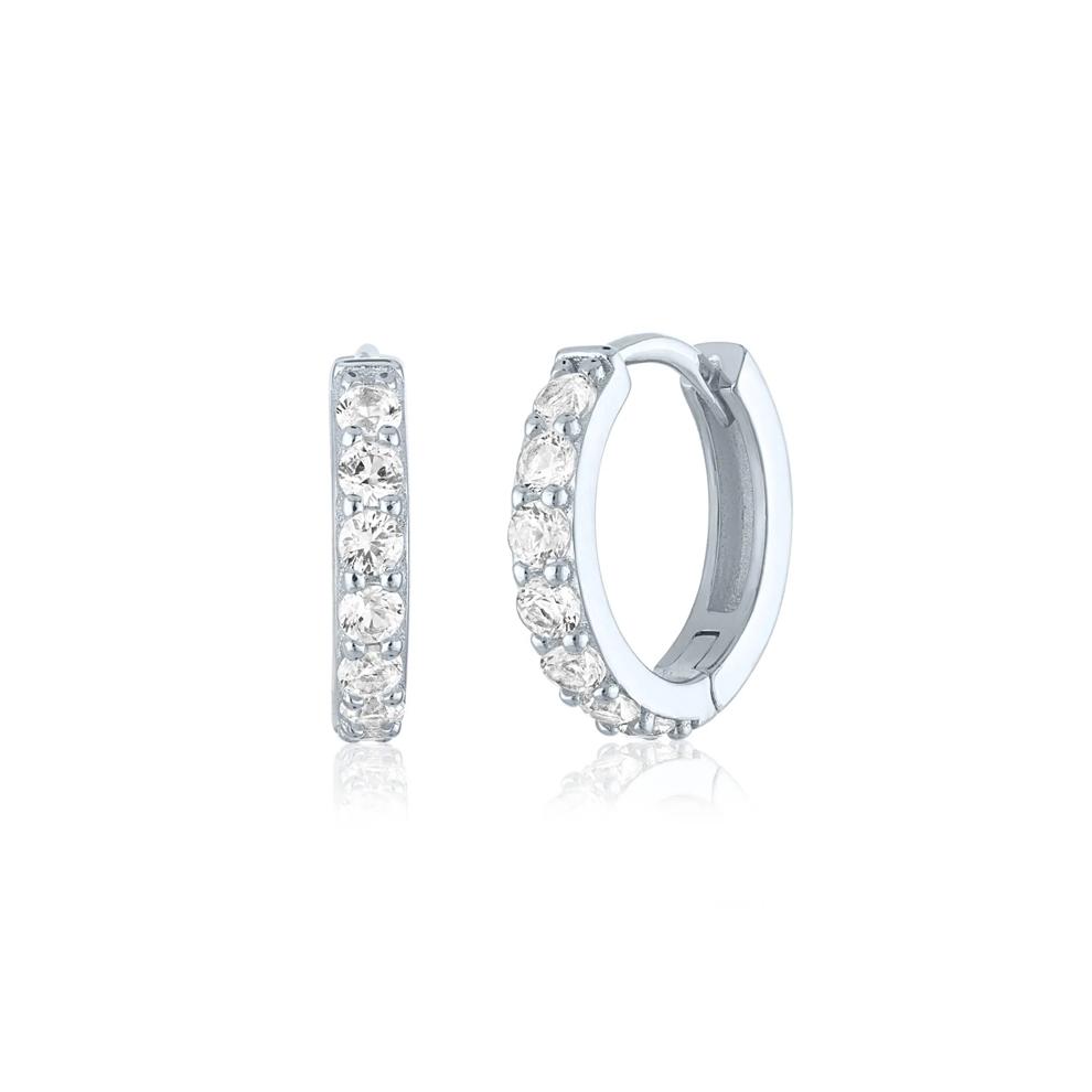 Lab-Created White Sapphire Hoop Earrings in Sterling Silver – Image 1 of 1