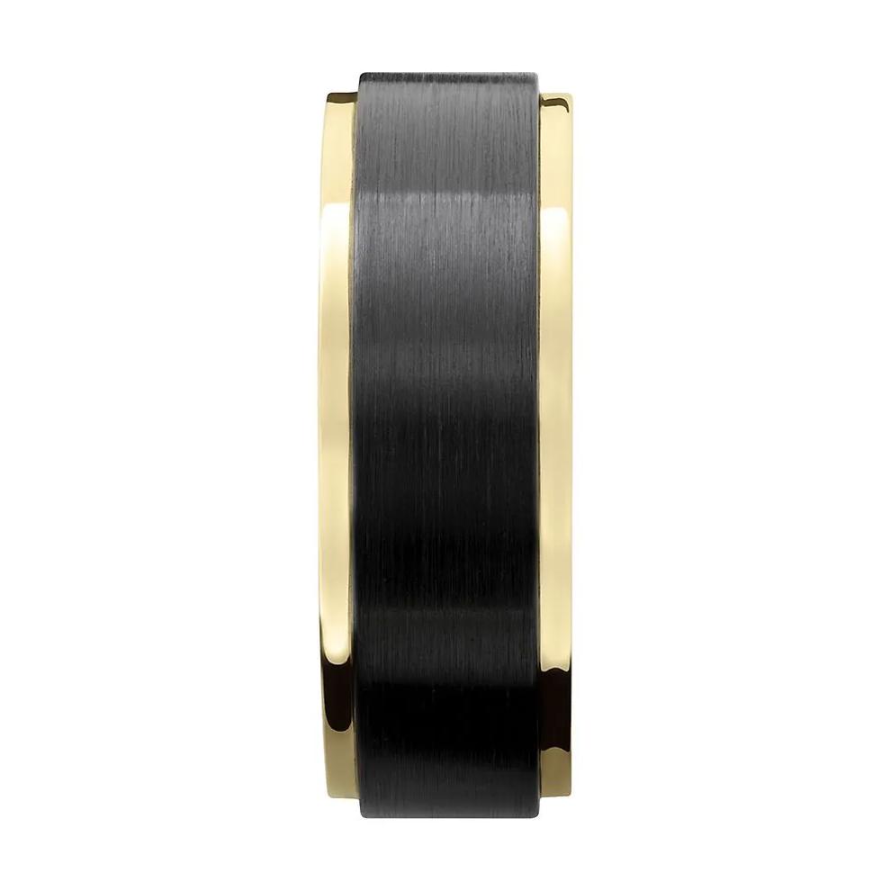 Men&rsquo;s Wedding Band with 14K Yellow Gold in Black Zirconium, 8mm – Image 4 of 4