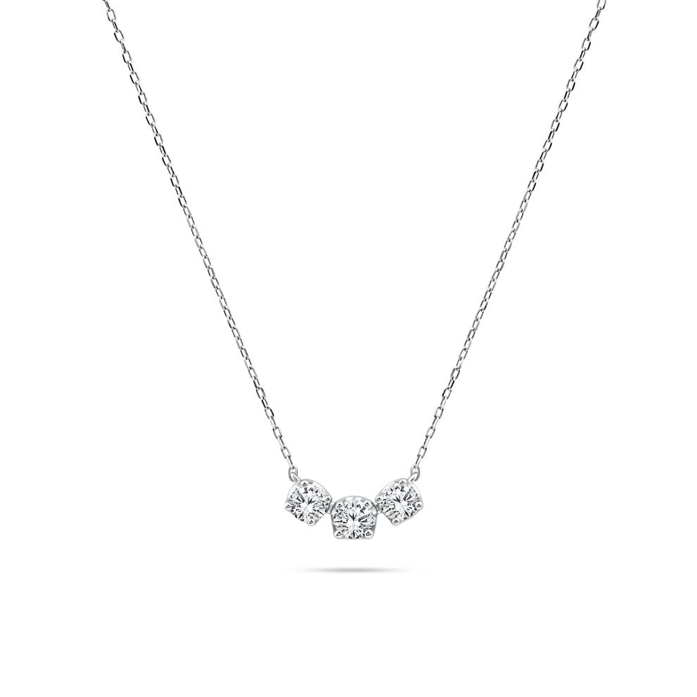 Diamond Round Three-Stone Pendant Necklace in 10K White Gold (1/2 ct. tw.) – Image 1 of 4