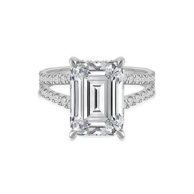 Lab Grown Diamond Emerald Engagement Ring in 14K White Gold (8 ct. tw.)