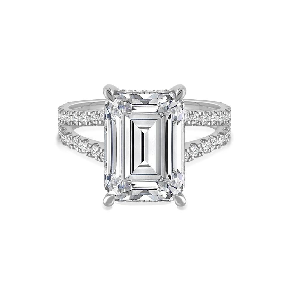 Lab Grown Diamond Emerald Engagement Ring in 14K White Gold (8 ct. tw.) – Image 1 of 4