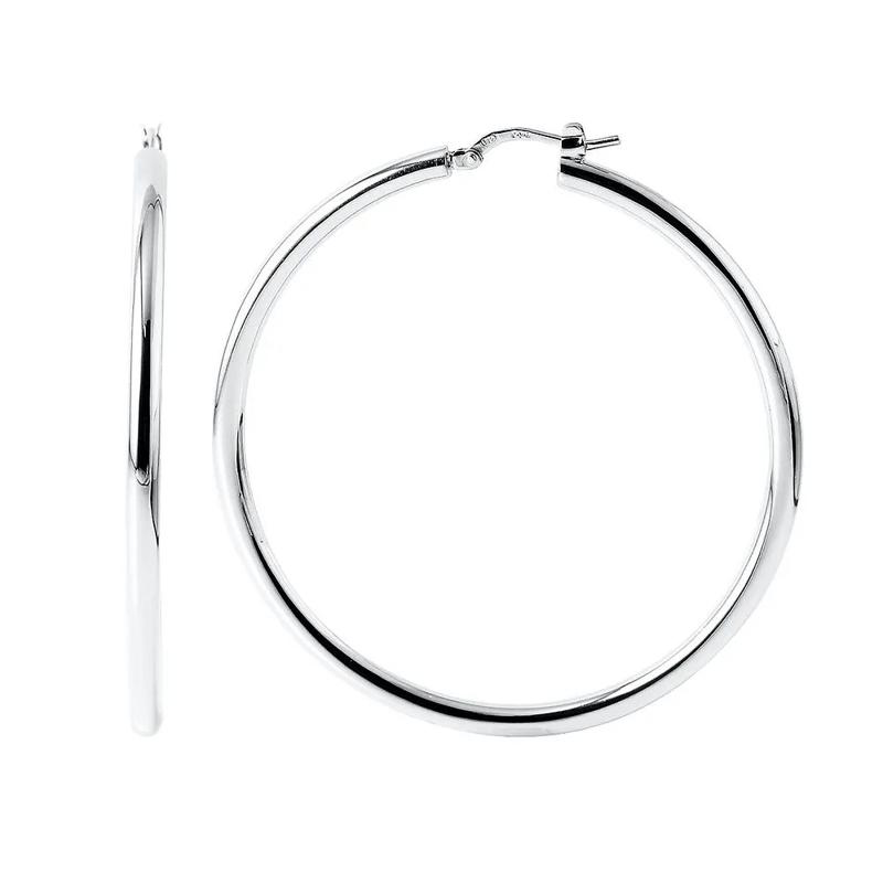 Polished Hoop Earrings in Sterling Silver – Image 1 of 2