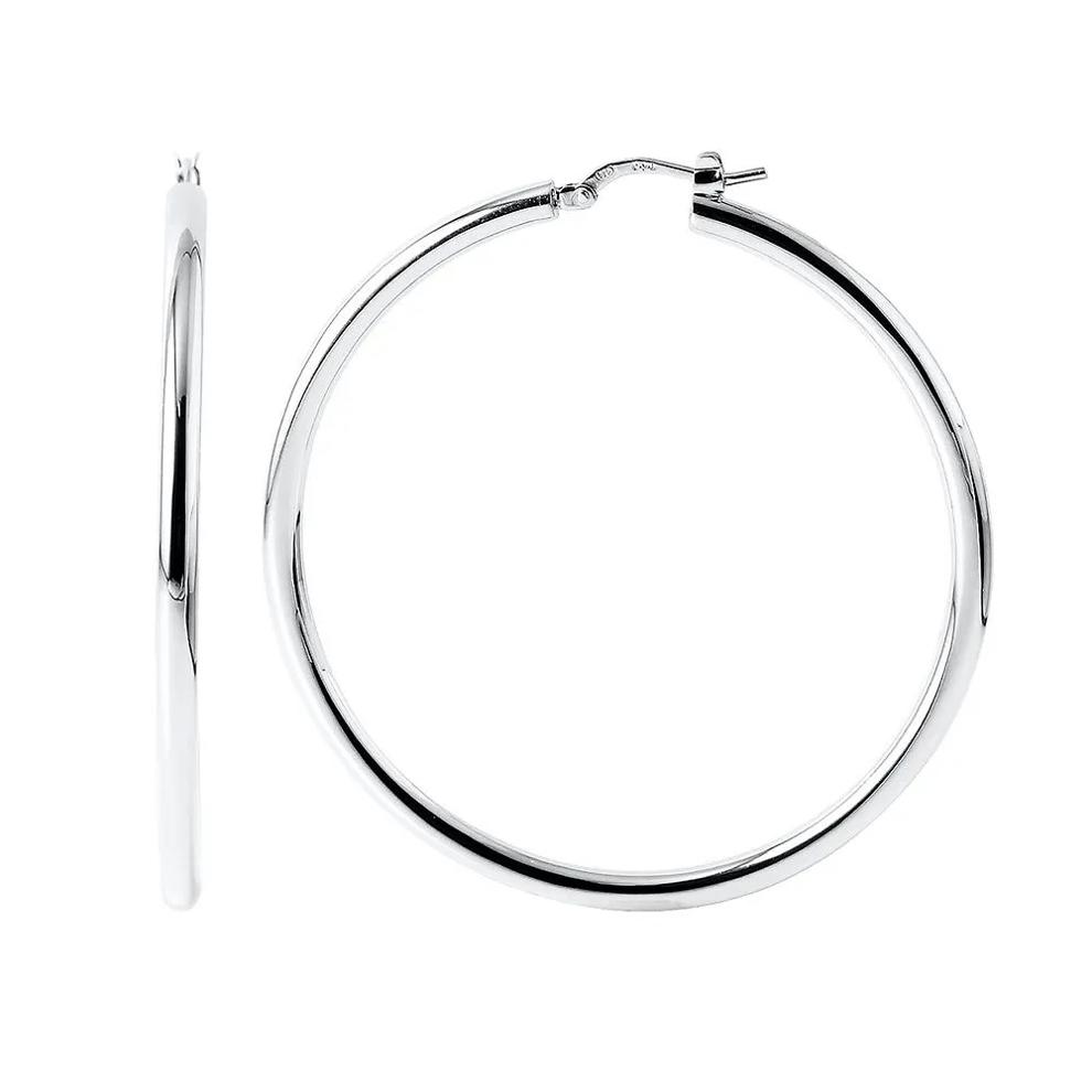 Polished Hoop Earrings in Sterling Silver – Image 1 of 2