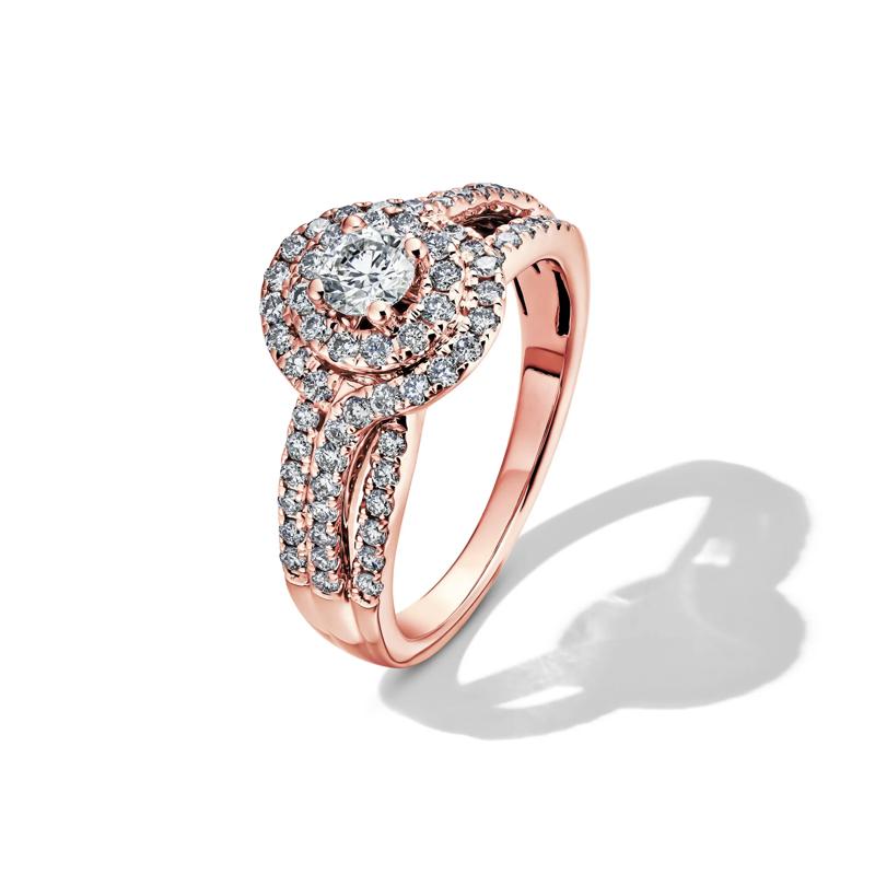 Diamond Double Halo Engagement Ring in 14K Rose Gold &#40;1 ct. tw.&#41; – Image 4 of 4