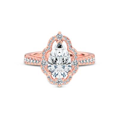 Lab Grown Diamond Pear-Shaped Halo Engagement Ring in 14K Rose Gold (2 5/8 ct. tw.)