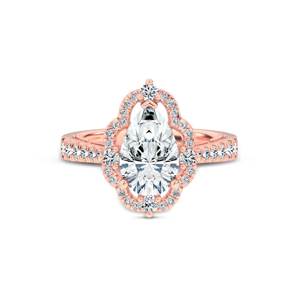 Lab Grown Diamond Pear-Shaped Halo Engagement Ring in 14K Rose Gold (2 5/8 ct. tw.) – Image 1 of 4