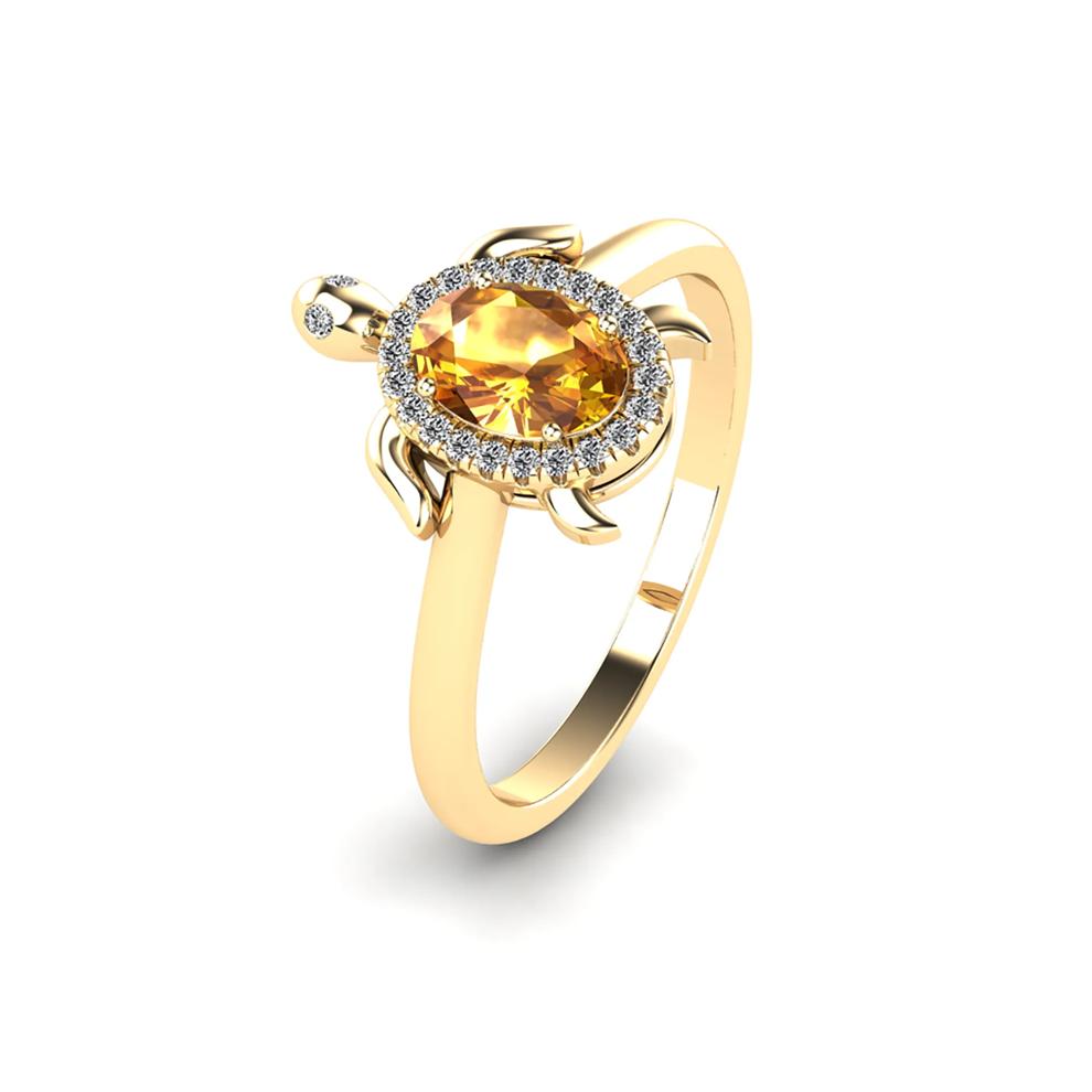 Citrine &amp; Diamond Accent Turtle Ring in 10K Yellow Gold – Image 4 of 4