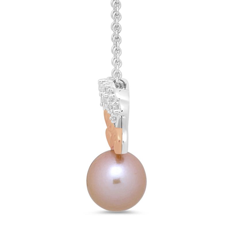 Ariel Pink Pearl and Diamond Pendant in Sterling Silver and 10K Rose Gold &#40;1/8 ct. tw.&#41; – Image 2 of 3