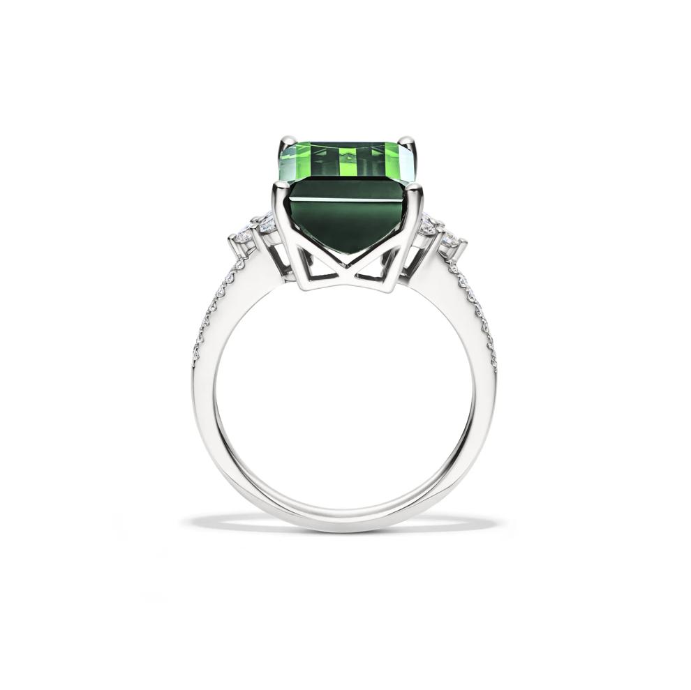 Green Tourmaline &amp; Diamond Ring in 14K White Gold (1/5 ct. tw.) – Image 2 of 4