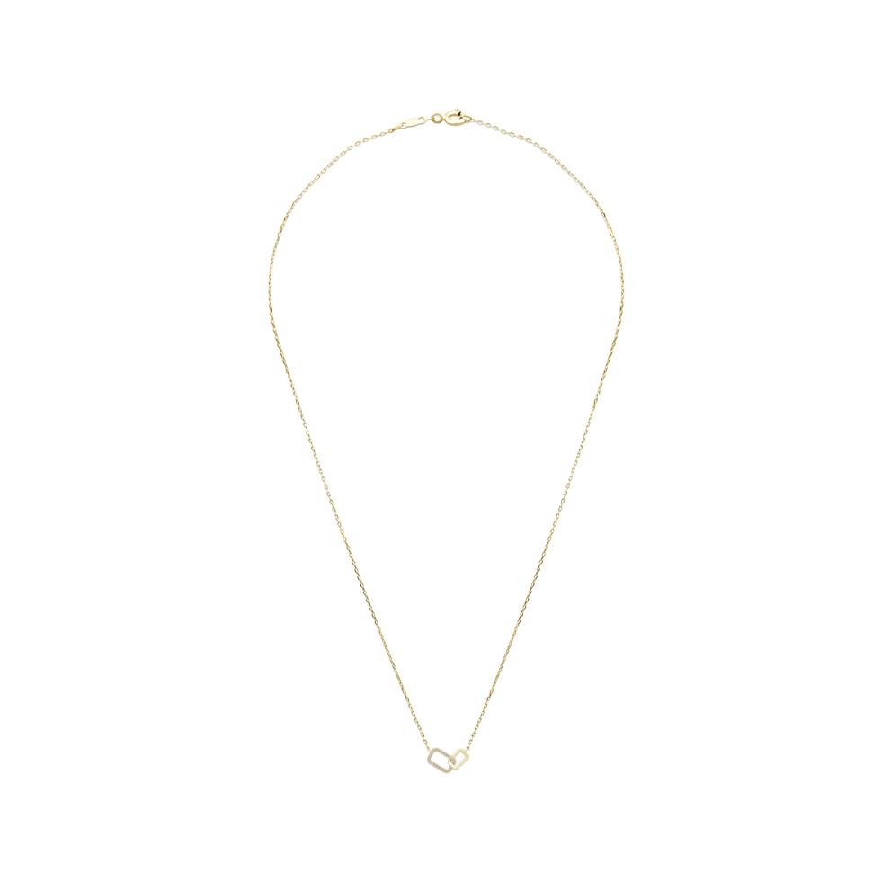 Diamond Interlocking Rectangle Pendant Necklace in 10K Yellow Gold (1/8 ct. tw.) – Image 3 of 4