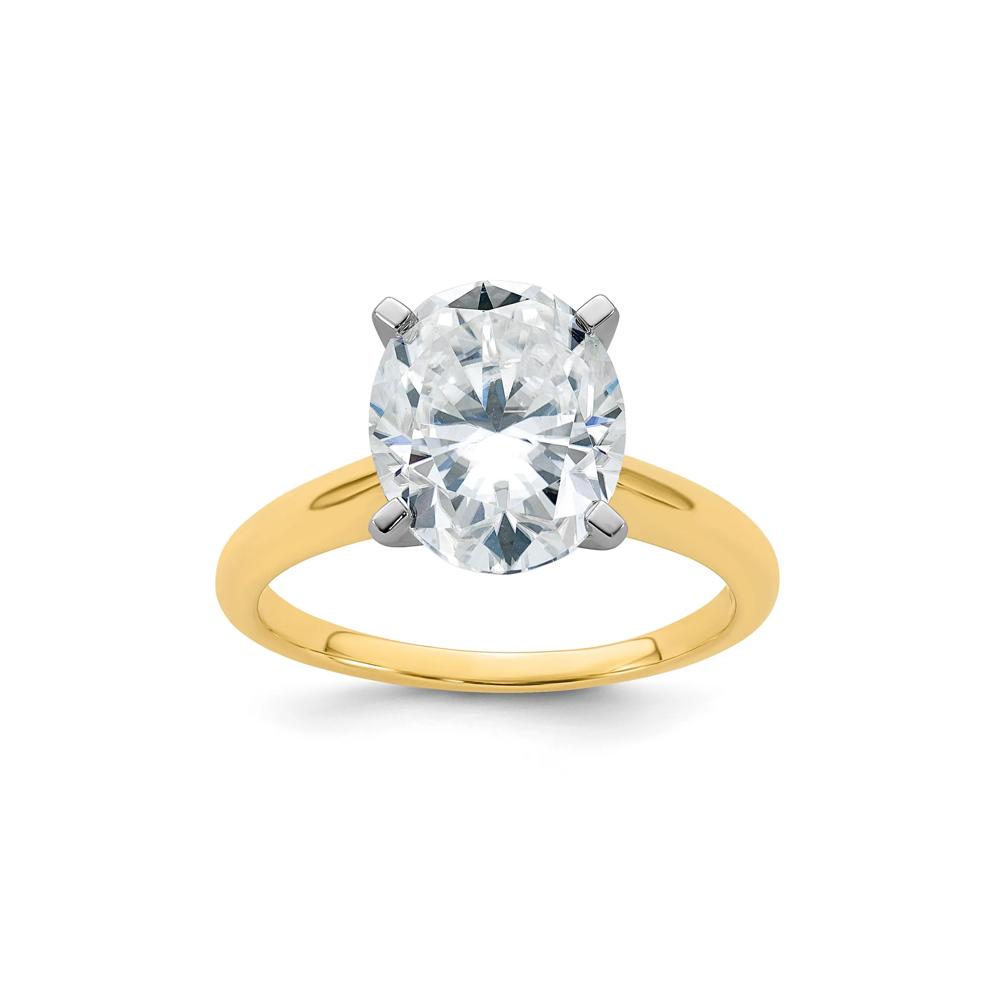 Lab-Created Moissanite Oval Solitaire Ring in 10K Yellow Gold (3 ct. dew) – Image 2 of 3