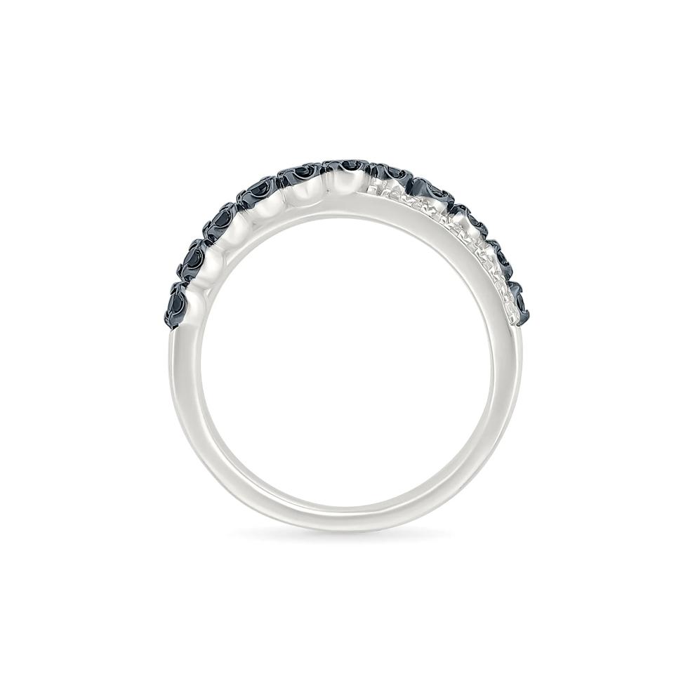 Black and White Diamond Crossover Ring in Sterling Silver – Image 2 of 5