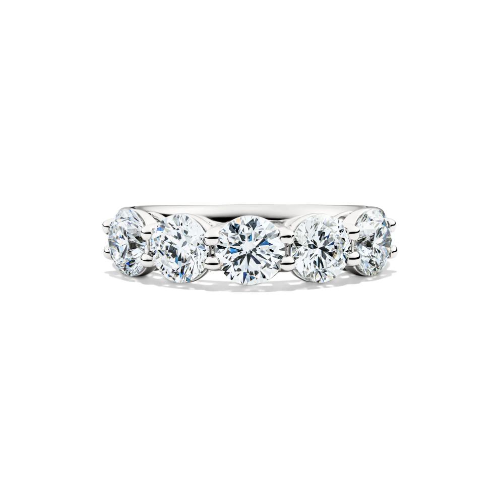 Lab Grown Diamond Five-Stone Round Anniversary Band in 14K White Gold (3 ct. tw.) – Image 1 of 5