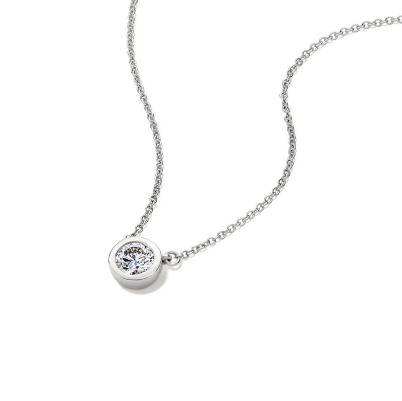 Lab Grown Diamond Bezel-Set Solitaire Pendant in 14K White Gold &#40;1/2ct. tw.&#41; – Image 4 of 4