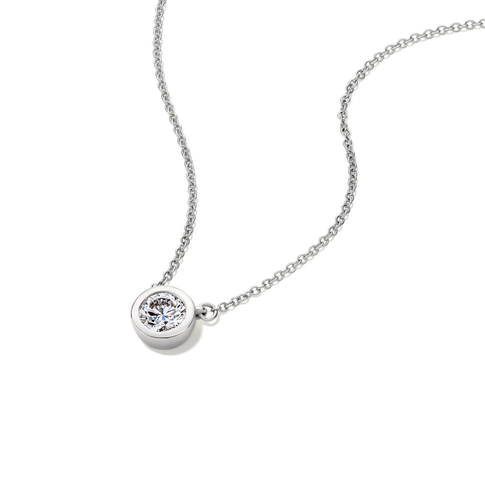 Lab Grown Diamond Bezel-Set Solitaire Pendant in 14K White Gold (1/2ct. tw.) – Image 4 of 4