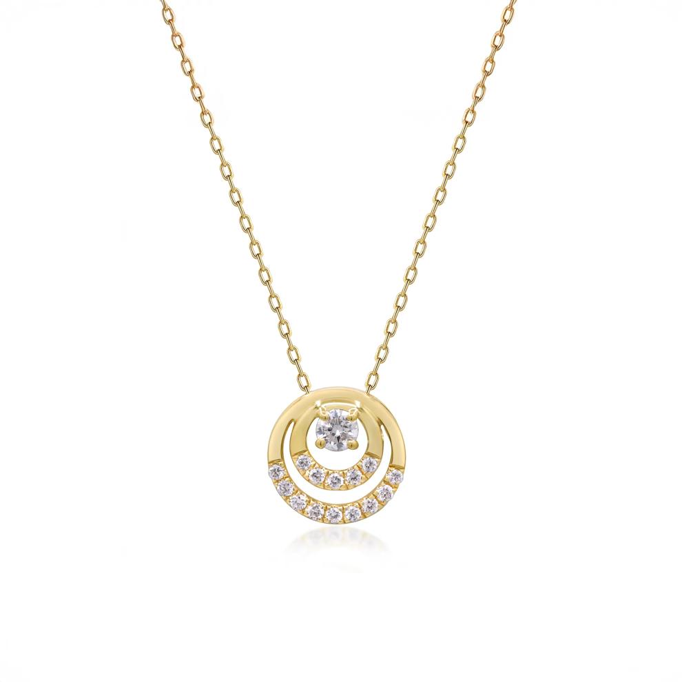 Diamond Circle Pendant in 10K Yellow Gold (1/5 ct. tw.) – Image 1 of 3