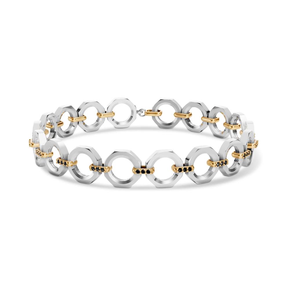 Men's Black Lab Grown Diamond Two-Tone Hex Nut Link Bracelet in Vermeil, 8" (7/8 ct. tw.) – Image 1 of 2
