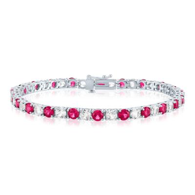 Lab-Created Ruby & White Sapphire Bracelet in Sterling Silver