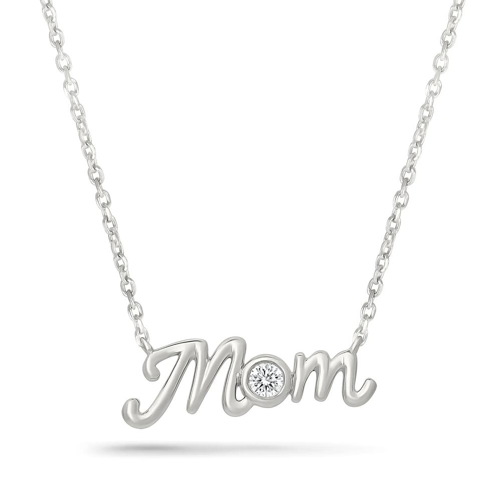 Diamond Accent Mom Pendant Necklace in Sterling Silver – Image 1 of 4