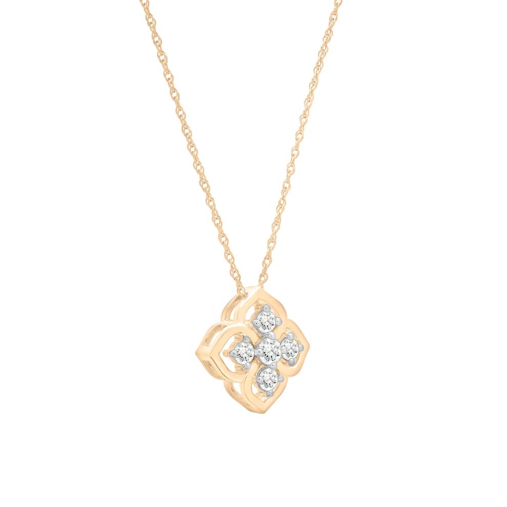 Diamond Clover Pendant Necklace in 10K Yellow Gold (1/4 ct. tw.) – Image 2 of 4