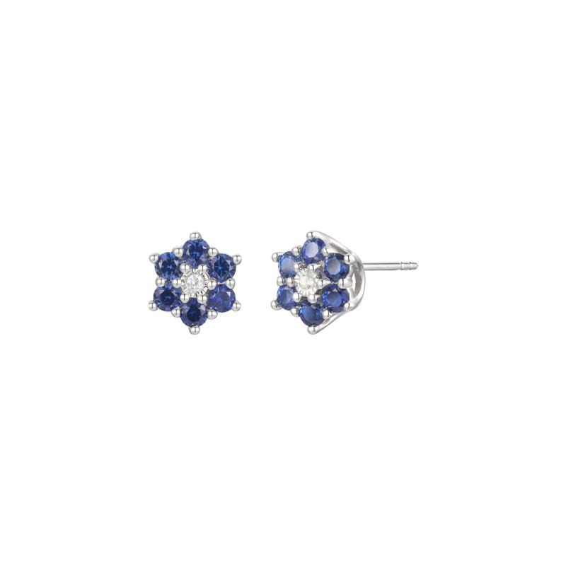 Sapphire &amp; 1/10 ct. tw. Diamond Earrings, Ring, and Pendant in 10K White Gold – Image 7 of 8