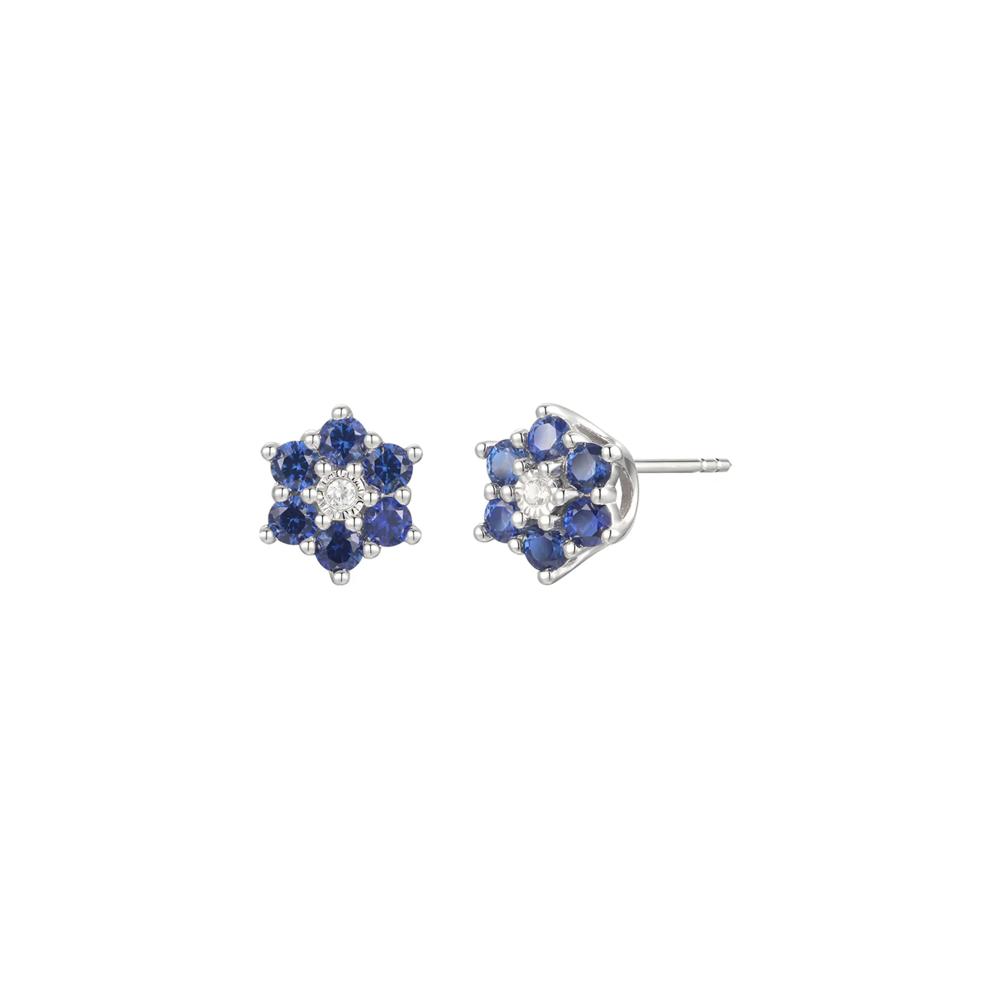 Sapphire &amp; 1/10 ct. tw. Diamond Earrings, Ring, and Pendant in 10K White Gold – Image 7 of 8