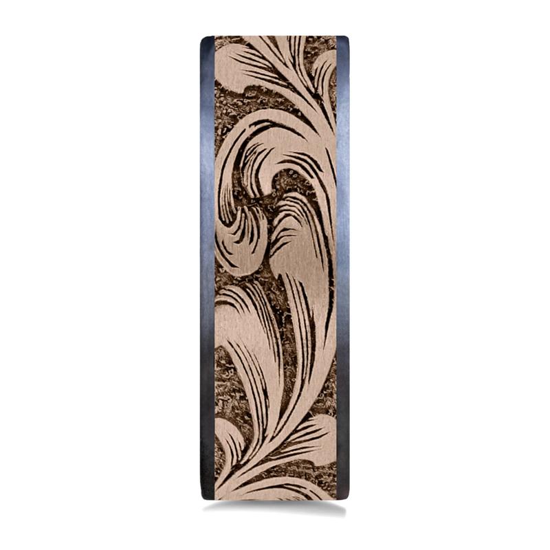 Men&rsquo;s Barrel Script Wedding Band in 14K Gold &amp; Tantalum, 7.5MM  – Image 3 of 3