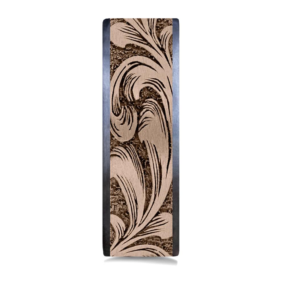 Men&rsquo;s Barrel Script Wedding Band in 14K Gold &amp; Tantalum, 7.5MM  – Image 3 of 3