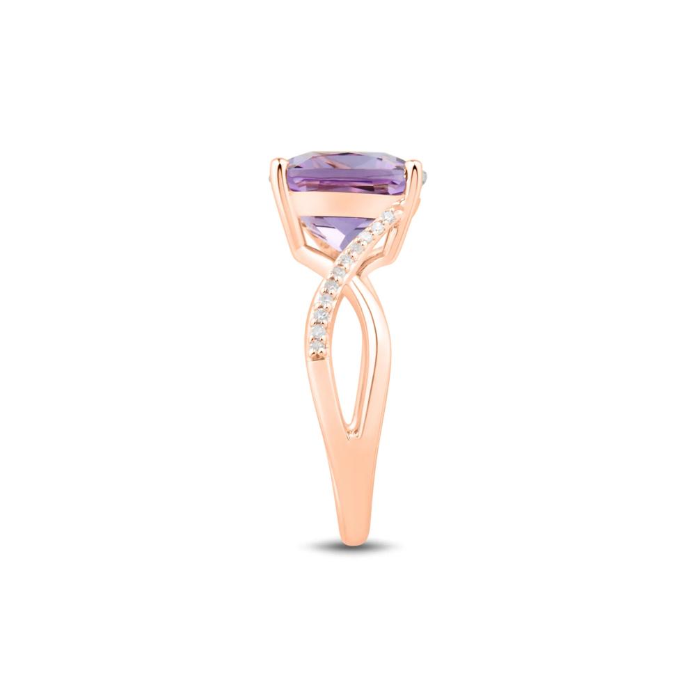 Amethyst and Diamond Accent Ring in 10K Rose Gold – Image 3 of 4