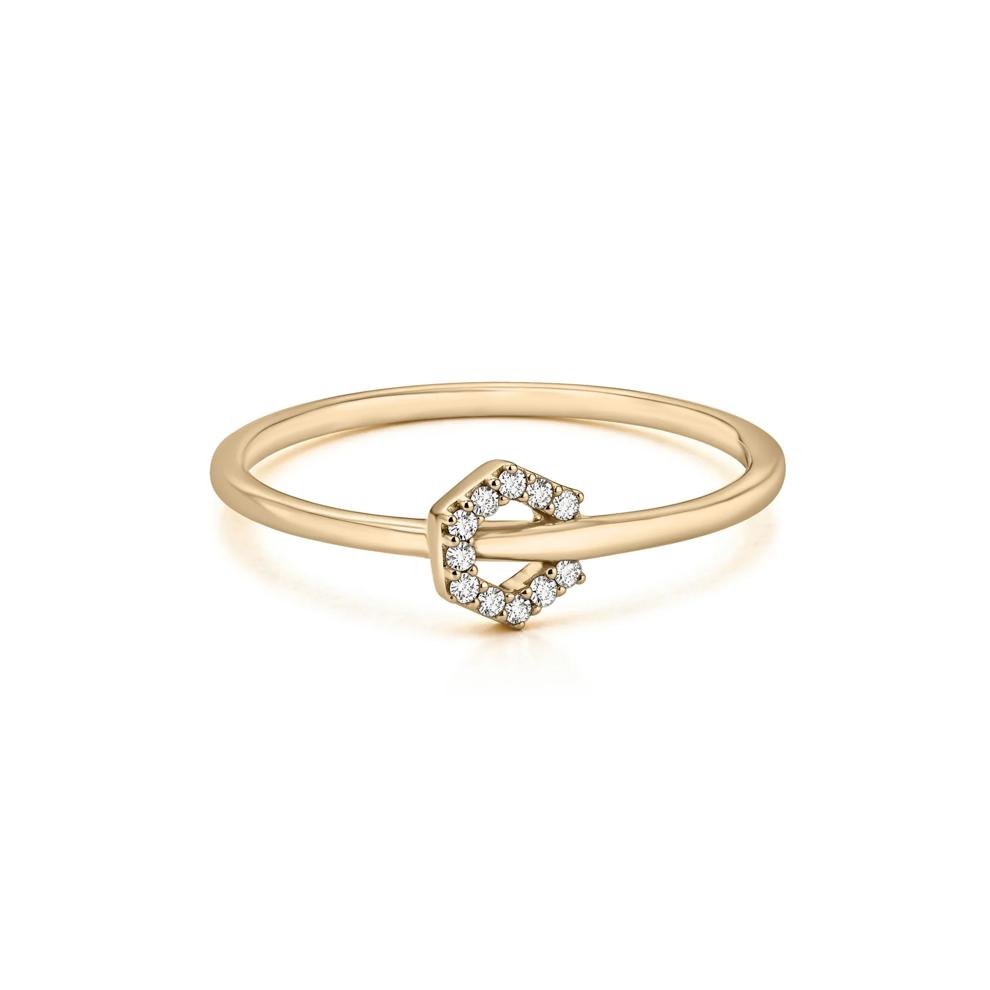 Diamond Accent Hexagon-Shaped Charm Ring in 10K Yellow Gold – Image 1 of 4