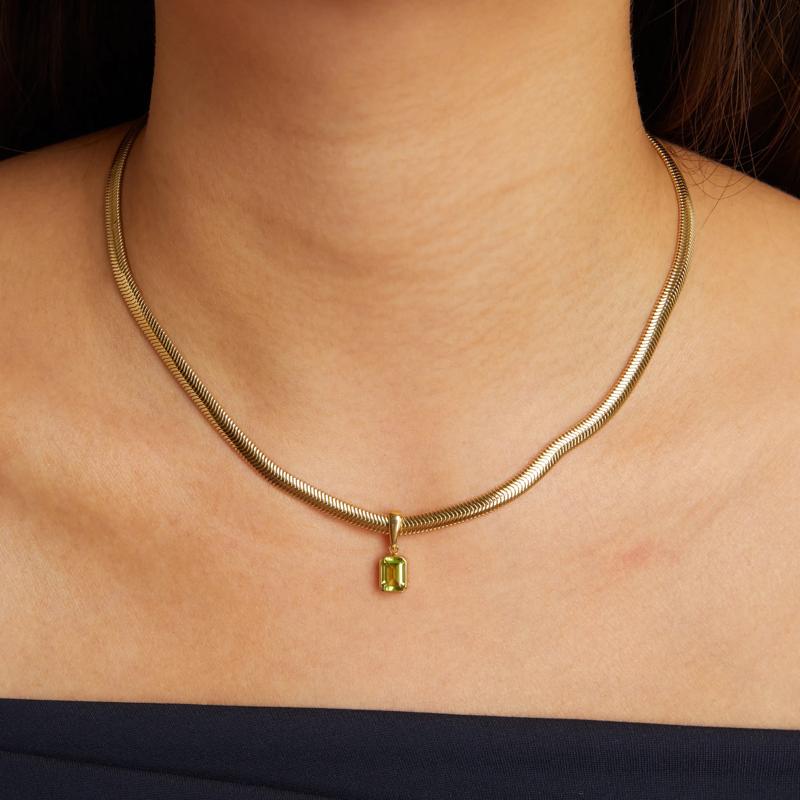 Peridot Octagon Clip-On Pendant in Vermeil – Image 5 of 5