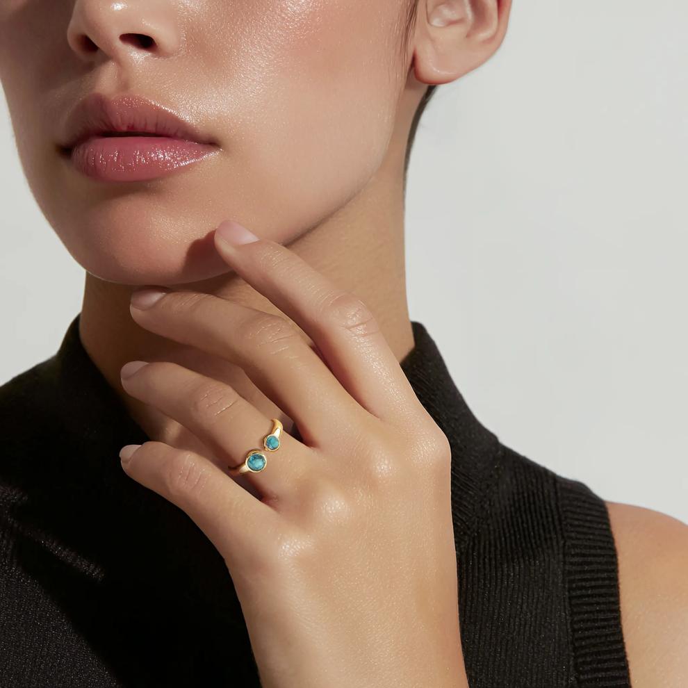 Lab-Created Alexandrite Open Ring in 10K Yellow Gold – Image 4 of 4