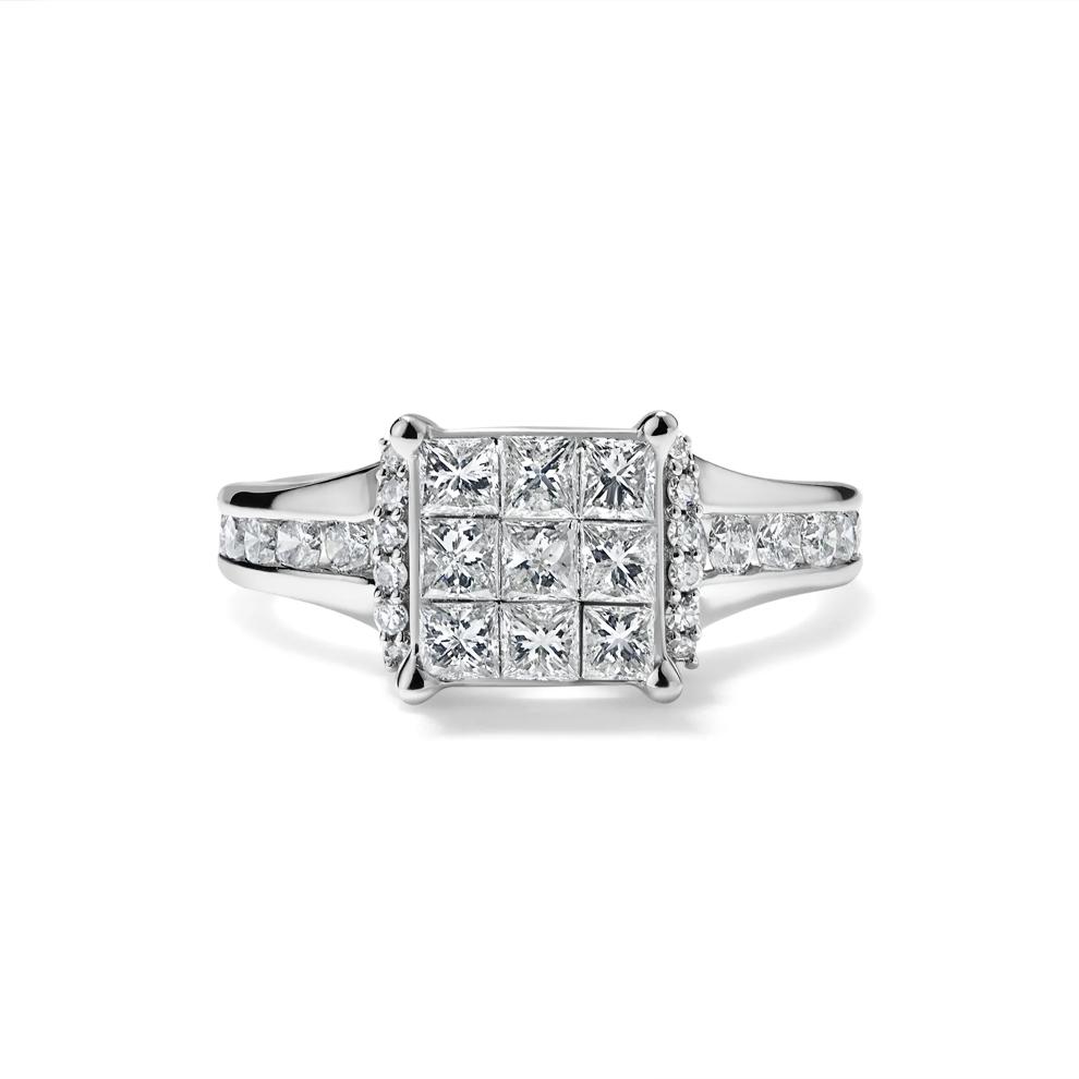 Diamond Princess-Cut Quad Composite Engagement Ring in 10K White Gold (1 1/4 ct. tw.) – Image 1 of 4