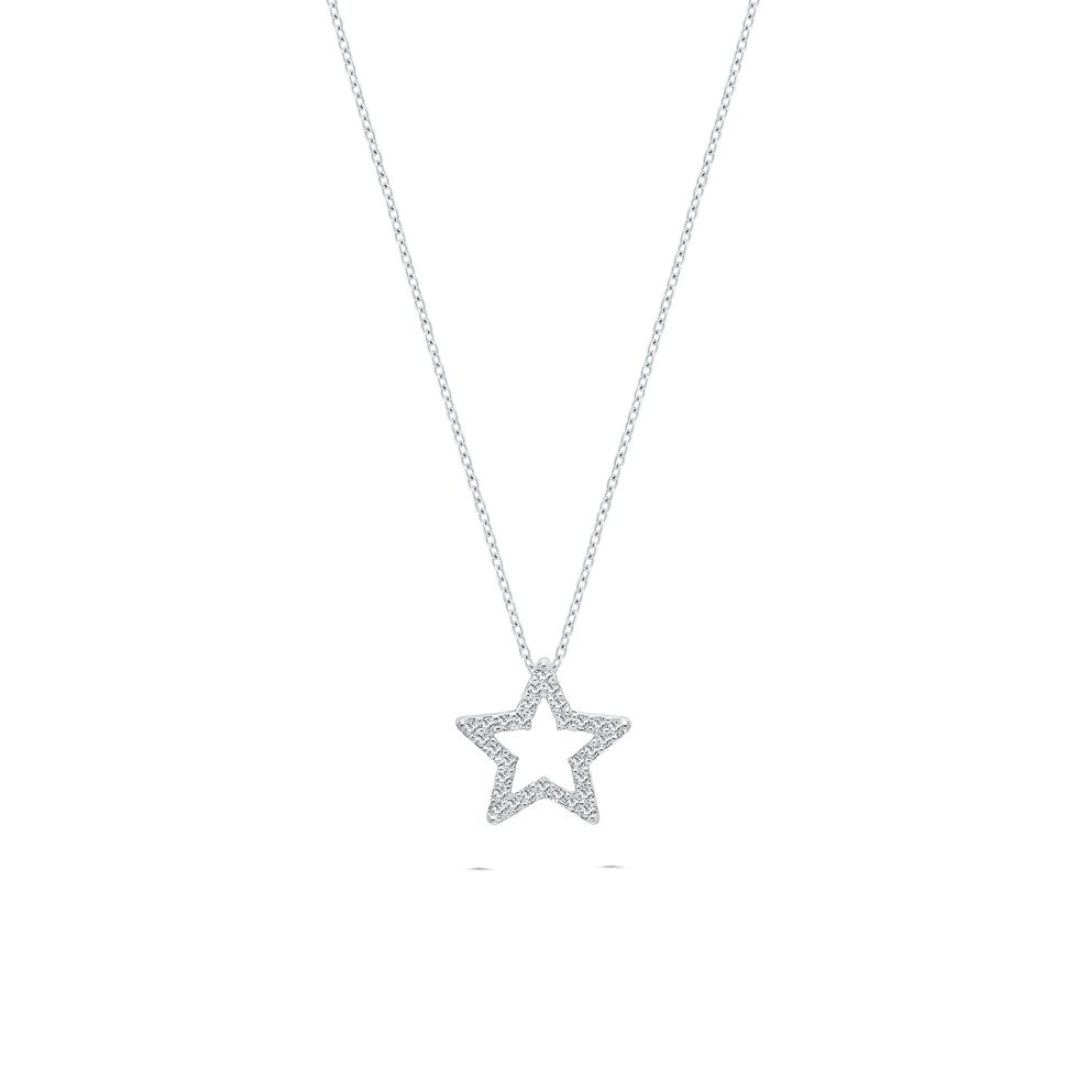 Diamond Star Pendant Necklace in Sterling Silver (1/10 ct. tw.) – Image 1 of 4