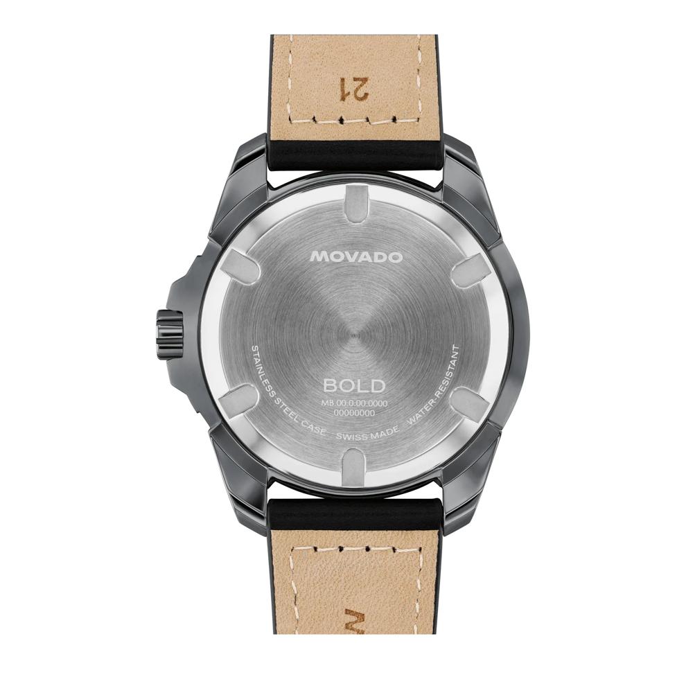 Men's Verso S Watch in Black Leather and Gunmetal Ion-Plated Stainless Steel – Image 3 of 3
