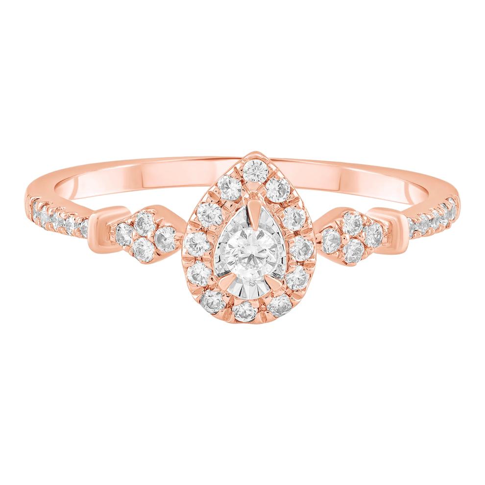 Diamond Pear-Shaped Halo Promise Ring in 10K Rose &amp; White Gold (1/4 ct. tw.) – Image 1 of 3