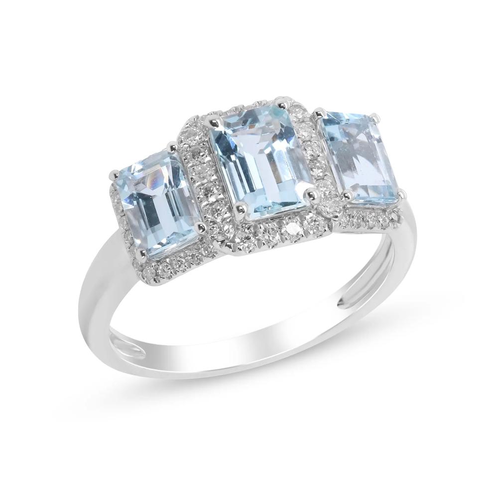 Aquamarine and Diamond Ring in 10K White Gold (1/4 ct. tw.) – Image 3 of 4
