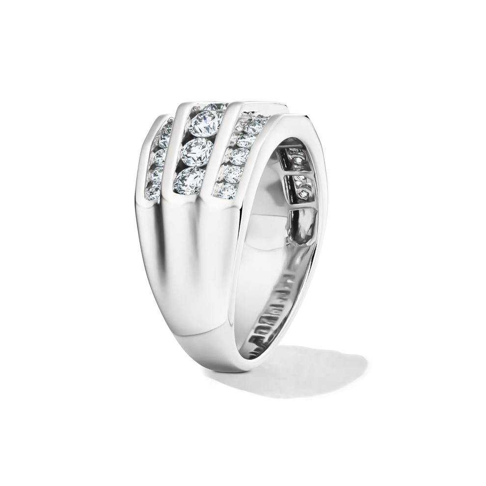 Men&rsquo;s Lab Grown Diamond Wedding Band with Three-Row Setting in 10K White Gold (2 ct. tw.) – Image 3 of 4