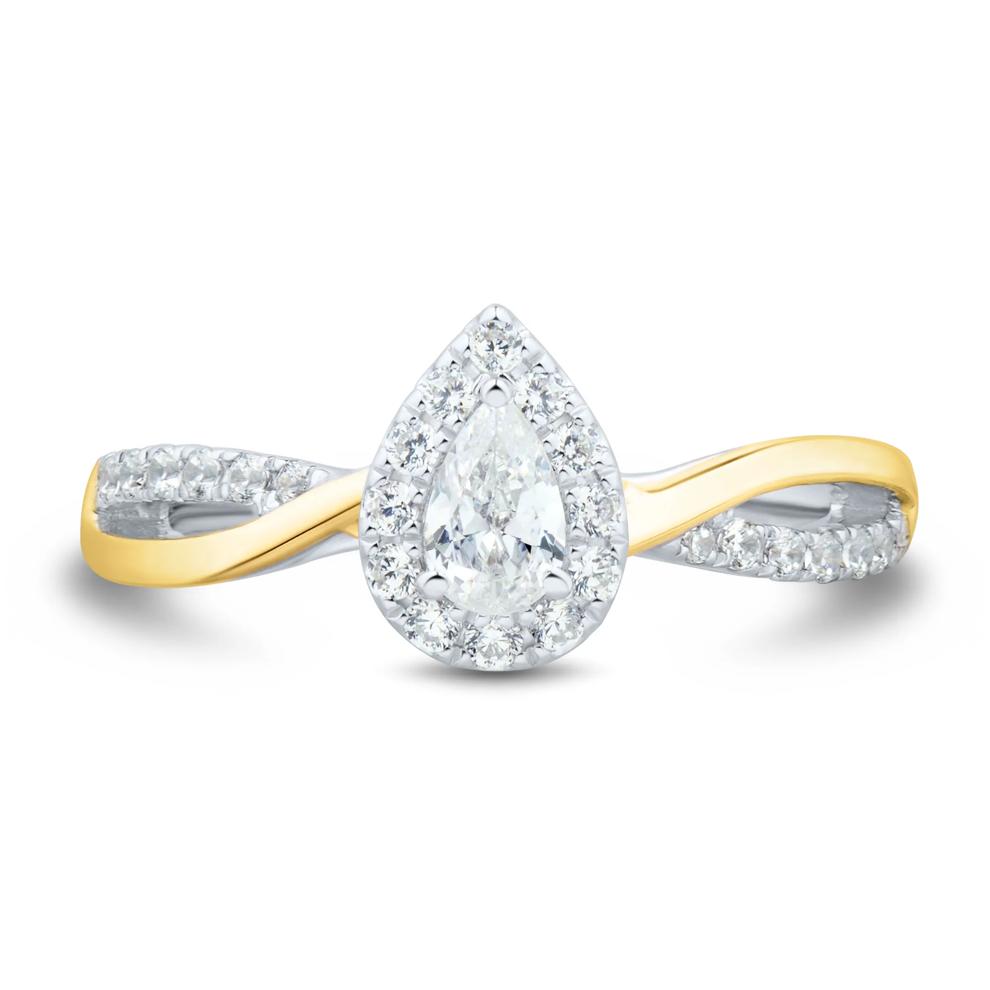 Pear-Shaped Diamond Engagement Ring in 14K White &amp; Yellow Gold (1/2 ct. tw.) – Image 1 of 3