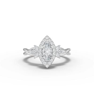 Diamond Marquise Halo Engagement Ring in 14K White Gold (7/8 ct. tw.)