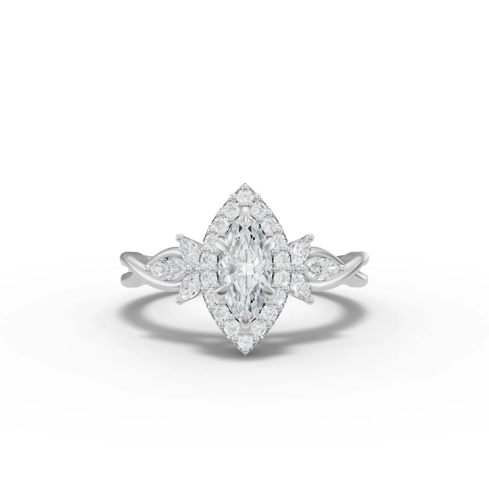 Diamond Marquise Halo Engagement Ring in 14K White Gold (7/8 ct. tw.) – Image 1 of 4