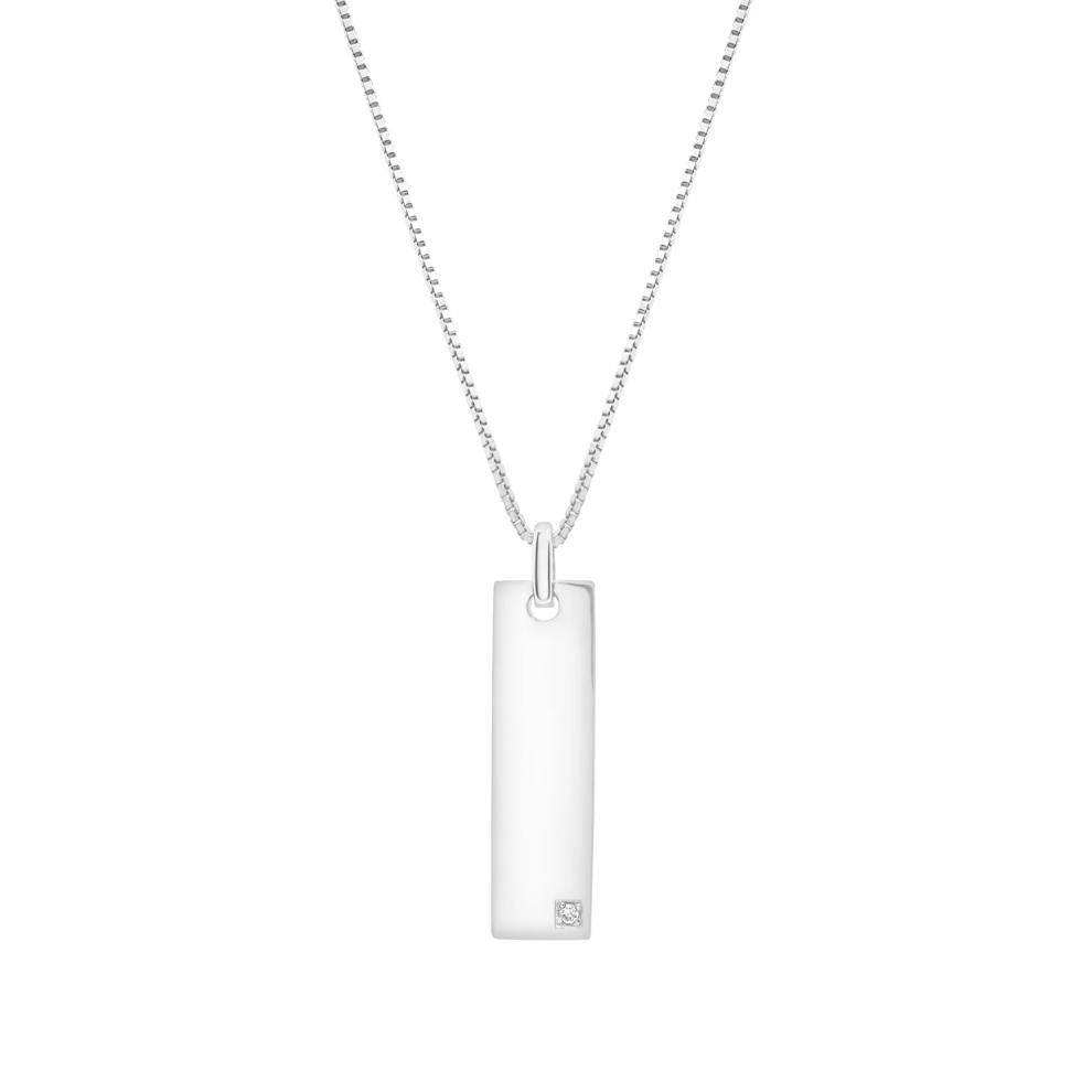 Diamond Accent Vertical Bar Pendant in Sterling Silver – Image 1 of 4
