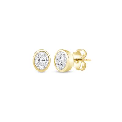 Lab Grown Diamond Oval-Shaped Bezel-Set Solitaire Stud Earrings in 14K Gold