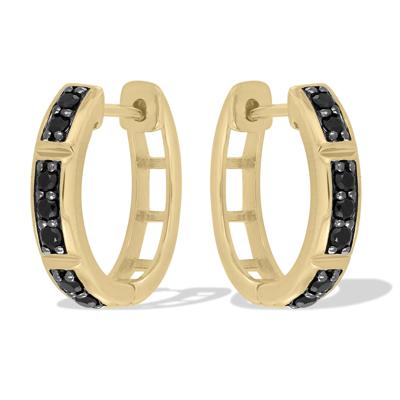 Black Diamond Hoop Earrings in 10K Yellow Gold (1/3 ct. tw.)