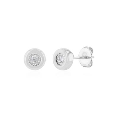 Men's Bezel-Set Diamond Earrings in Sterling Silver (1/7 ct. tw.)