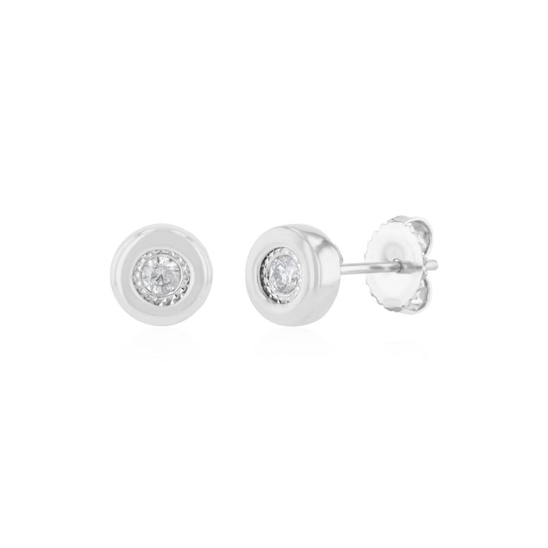 Men&#39;s Bezel-Set Diamond Earrings in Sterling Silver &#40;1/7 ct. tw.&#41; – Image 1 of 2
