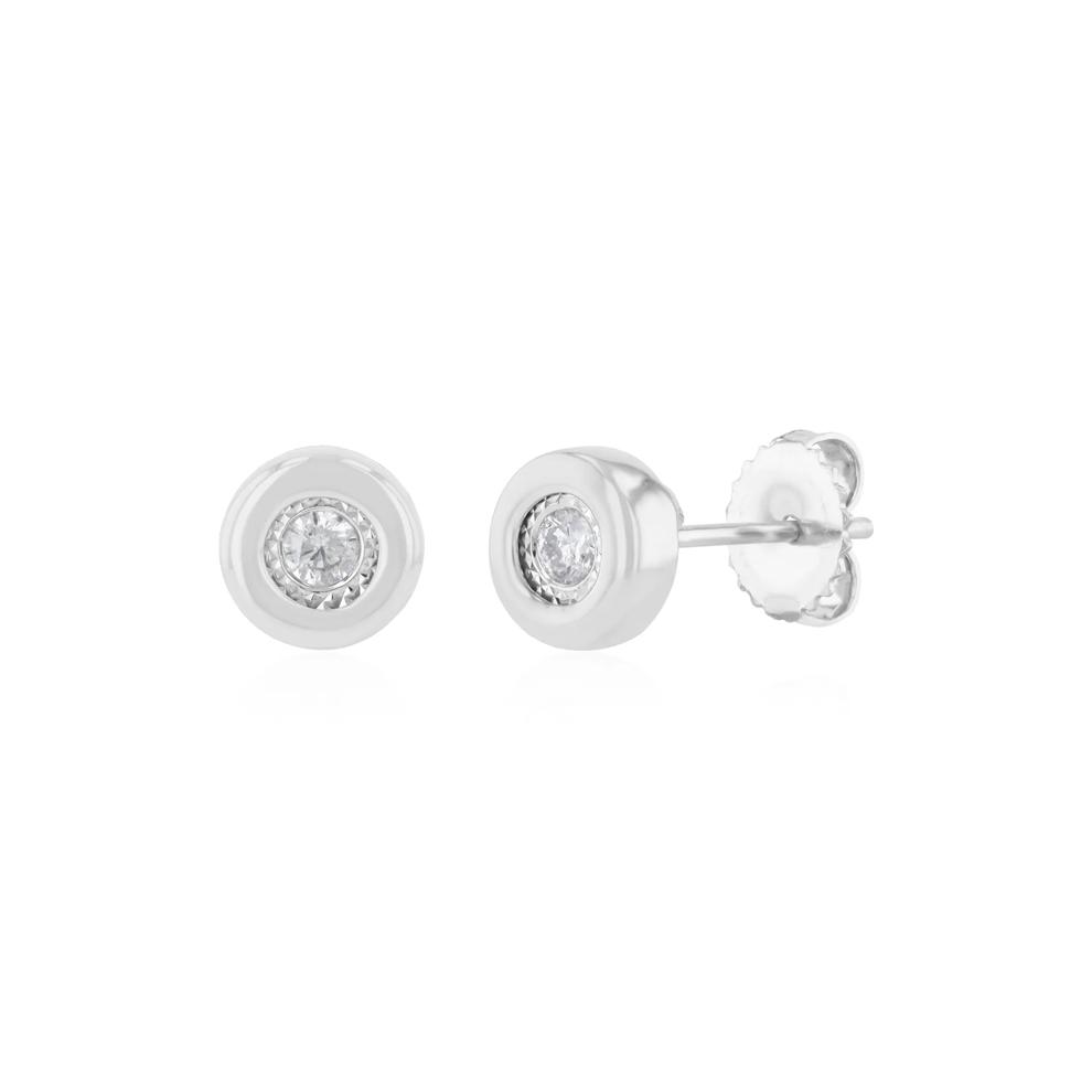 Men's Bezel-Set Diamond Earrings in Sterling Silver (1/7 ct. tw.) – Image 1 of 2
