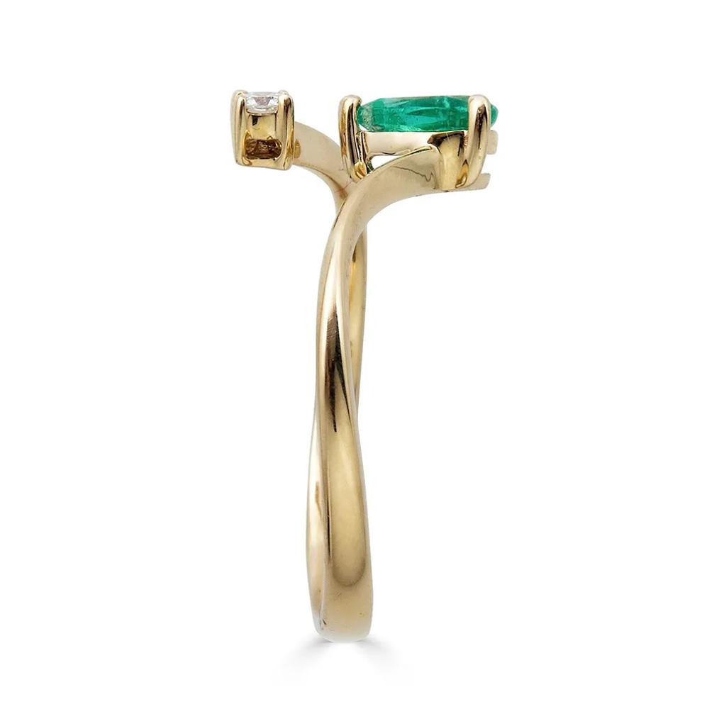 Emerald &amp; Diamond Ring in 10K Yellow Gold – Image 3 of 3