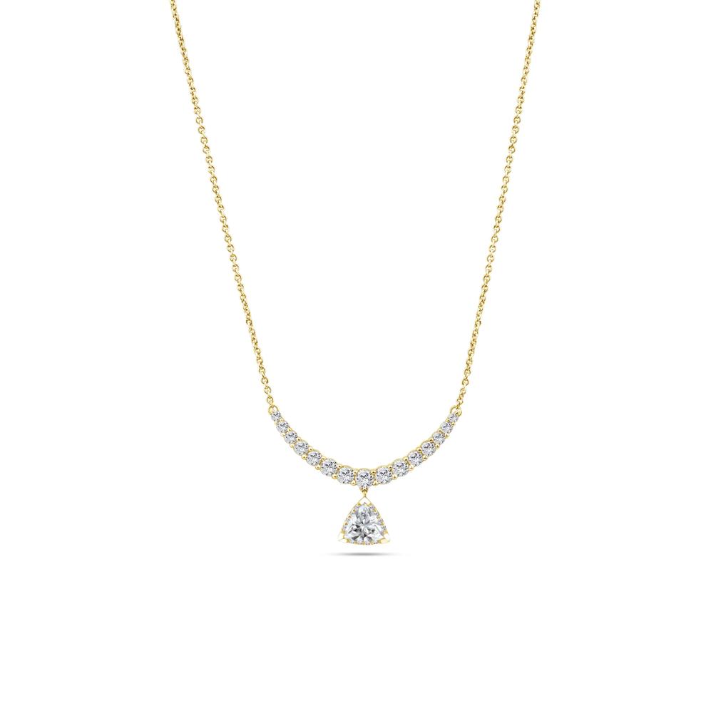 Lab Grown Diamond Trillion Drop Smile Necklace in 14K Yellow Gold (1 ct. tw.) – Image 1 of 4
