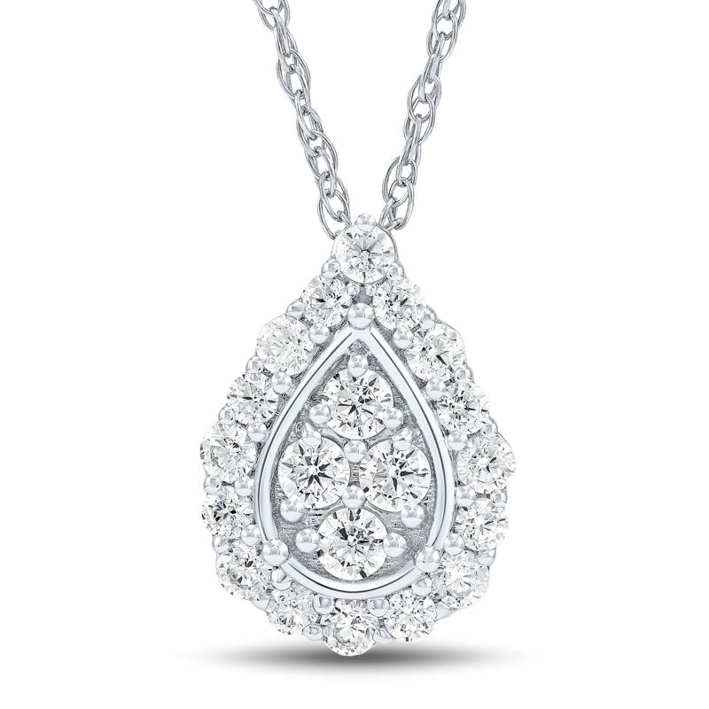 Lab Grown Diamond Pear-Shaped Cluster Pendant in 10K White Gold &#40;1/2 ct. tw.&#41; – Image 1 of 3